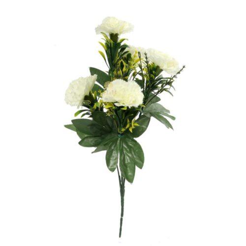 Generic Artificial Flowers Bunch Bouquet Of 5 Carnations For Home Decoration (White, Material:Silk, Polyester)