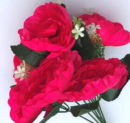 Generic Artificial Flowers Bunch Bouquet Of 7 Poppy Flowers For Home Decoration (Darkpink, Material:Silk, Polyester)