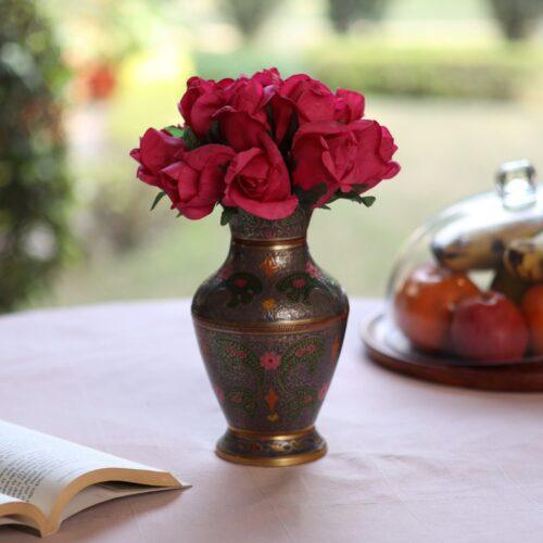 Generic Artificial Rose Flowers Bunch Bouquet Of 13 Roses For Home Decoration (Dark Pink, Material:Silk, Polyester)