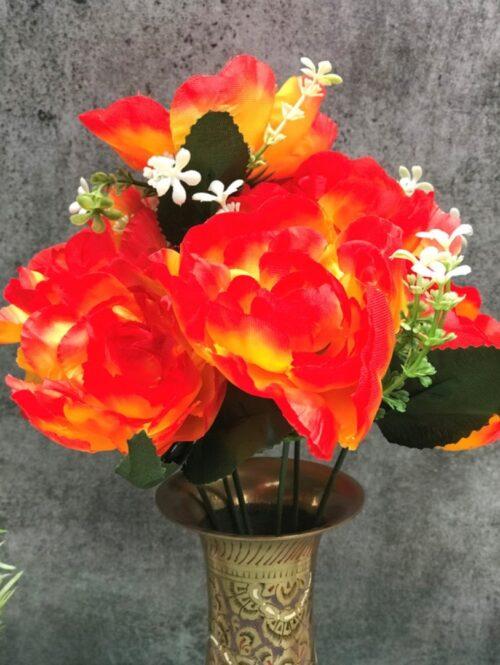 Generic Artificial Flowers Bunch Bouquet Of 7 Poppy Flowers For Home Decoration (Orange, Material:Silk, Polyester)