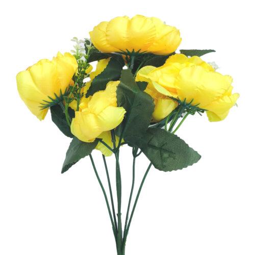 Generic Artificial Flowers Bunch Bouquet Of 7 Poppy Flowers For Home Decoration (Yellow, Material:Silk, Polyester)