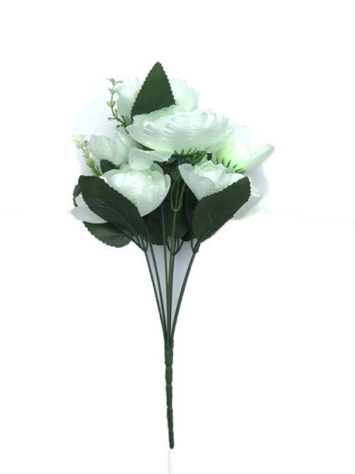 Generic Artificial Flowers Bunch Bouquet Of 7 Poppy Flowers For Home Decoration (White, Material:Silk, Polyester)