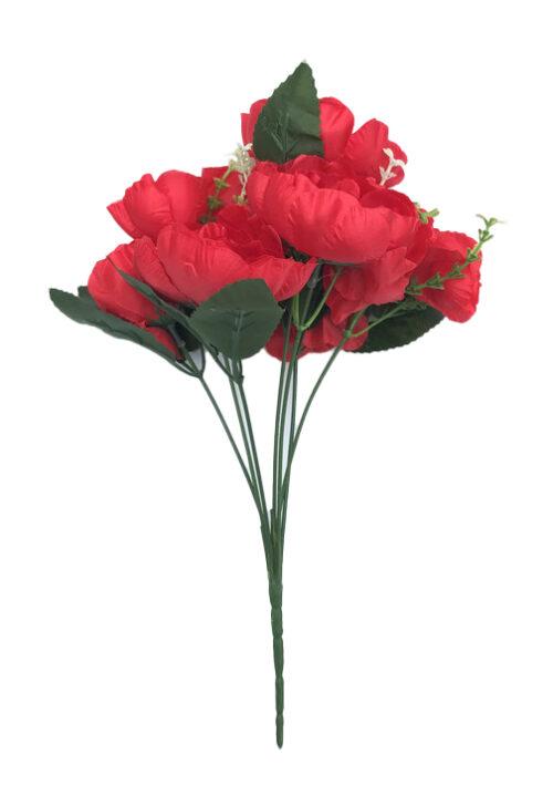 Generic Artificial Flowers Bunch Bouquet Of 7 Poppy Flowers For Home Decoration (Red, Material:Silk, Polyester)