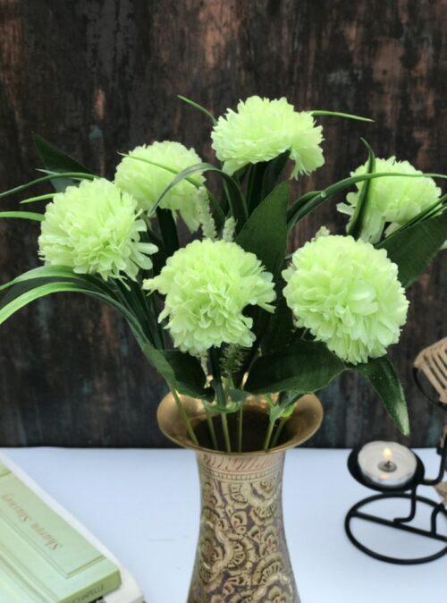 Generic Artificial Flowers Bunch Bouquet Of 6 Chrysanthemum Flowers For Home Decoration (Green, Material:Silk, Polyester)