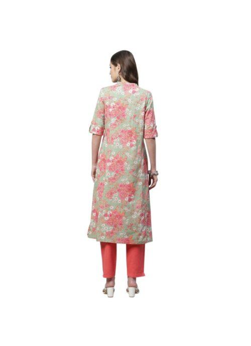 Generic Women’s Cotton Printed Flex Kurti (Mint Green, Cotton)