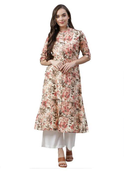 Generic Women’s Cotton Printed Floral Print Kurti (Multicolor, Cotton)