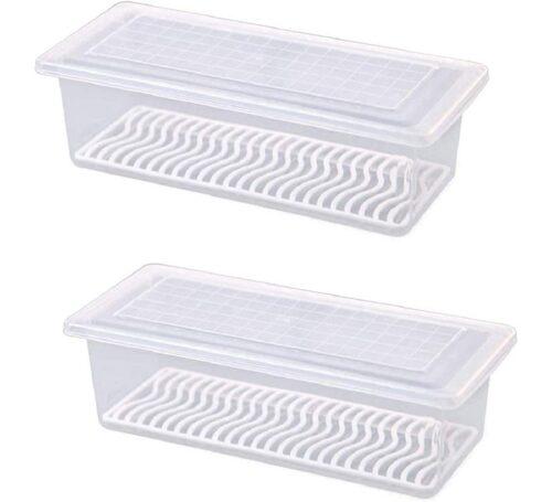 Generic Pack Of_2_Pack of 2 Food Storage Container with Removable Drain Plate and Lid 1500 ml Fridge Storage Box  (Assorted)