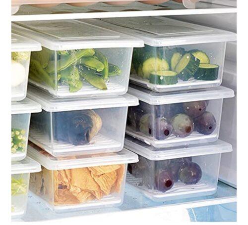 Generic Pack Of_2_Pack of 2 Food Storage Container with Removable Drain Plate and Lid 1500 ml Fridge Storage Box  (Assorted)