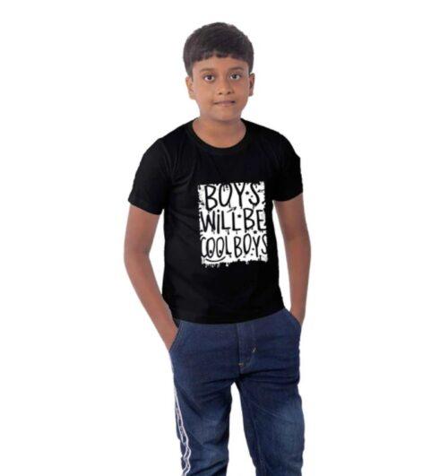 Generic Boys Cotton Will Be Cool Half Sleeve TShirt (Black)