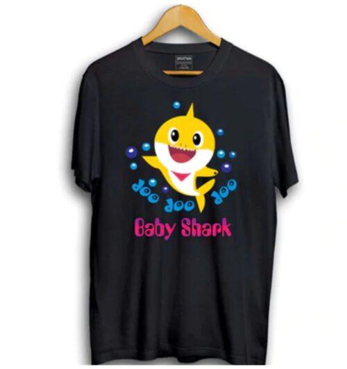 Generic Boys Cotton Baby Shark Half Sleeve TShirt (Black)