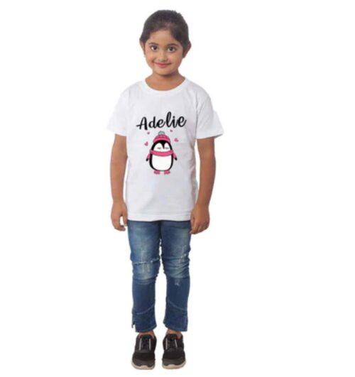 Generic Girls Cotton Adelie Half Sleeve TShirt (White)