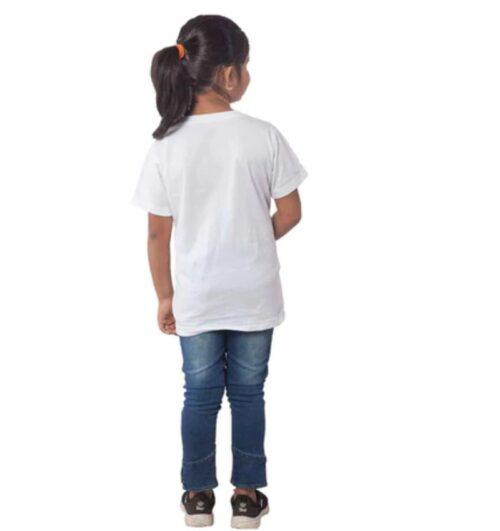 Generic Girls Cotton Adelie Half Sleeve TShirt (White)