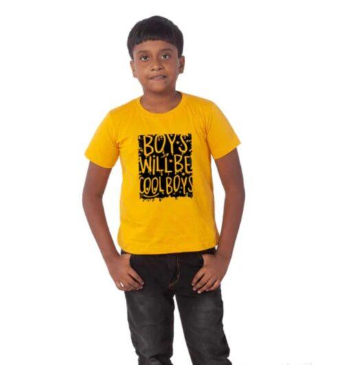 Generic Boys Cotton Will Be Cool Half Sleeve TShirt (Mustard)