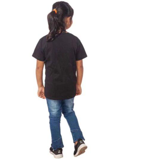 Generic Girls Cotton Cat Half Sleeve TShirt (Black)