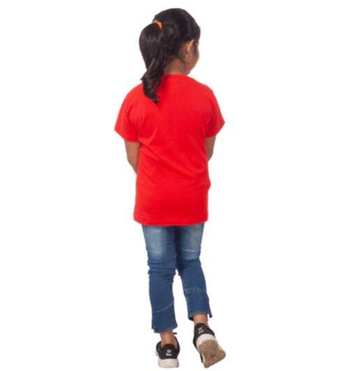 Generic Girls Cotton Unicorn Face Half Sleeve TShirt (Red)