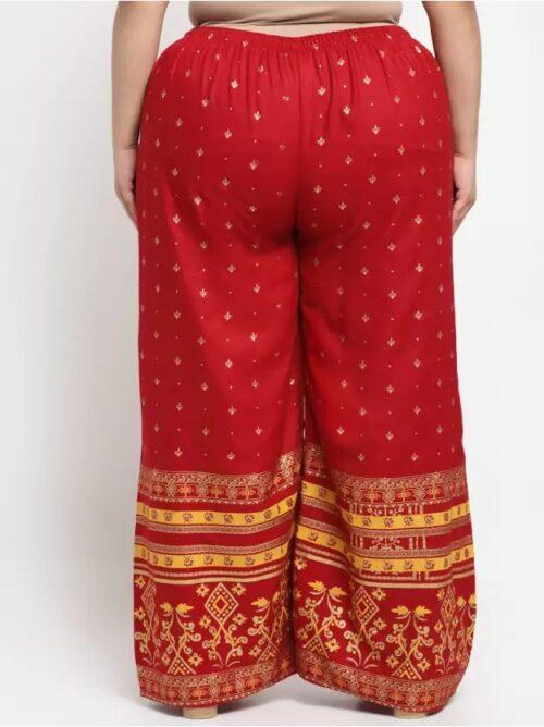 Generic Women’s Plus Size Relaxed Fit Viscose Rayon Palazzo Trousers (Red)