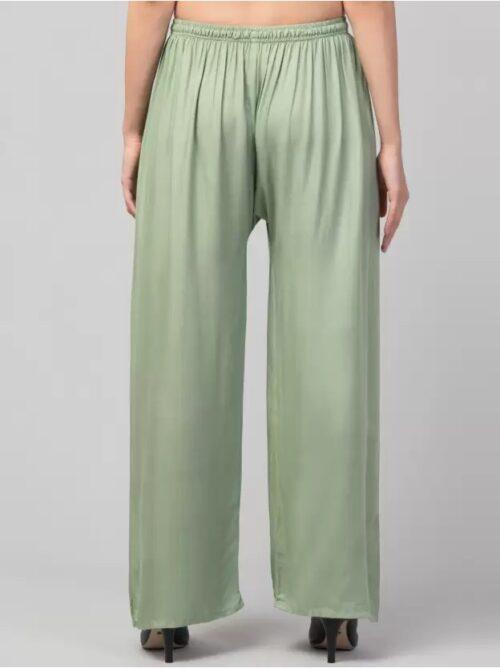 Generic Women’s Plus Size Relaxed Fit Viscose Rayon Palazzo Trousers (Light Green)