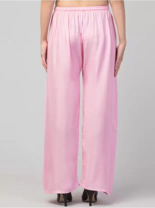 Generic Women’s Plus Size Relaxed Fit Viscose Rayon Palazzo Trousers (Pink)