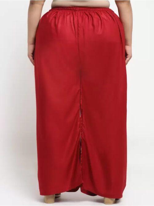 Generic Women’s Plus Size Flared Fit Viscose Rayon Palazzo Trousers (Maroon)