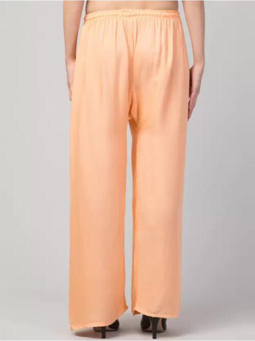 Generic Women’s Plus Size Relaxed Fit Viscose Rayon Palazzo Trousers (Orange)