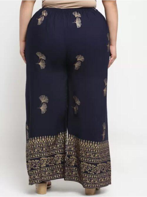 Generic Women’s Plus Size Relaxed Fit Viscose Rayon Palazzo Trousers (Dark Blue)