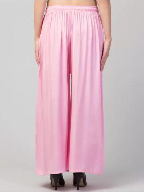 Generic Women’s Plus Size Relaxed Fit Viscose Rayon Palazzo Trousers (Pink)