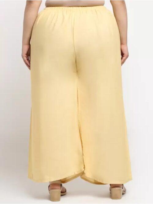 Generic Women’s Plus Size Flared Fit Viscose Rayon Palazzo Trousers (Gold)