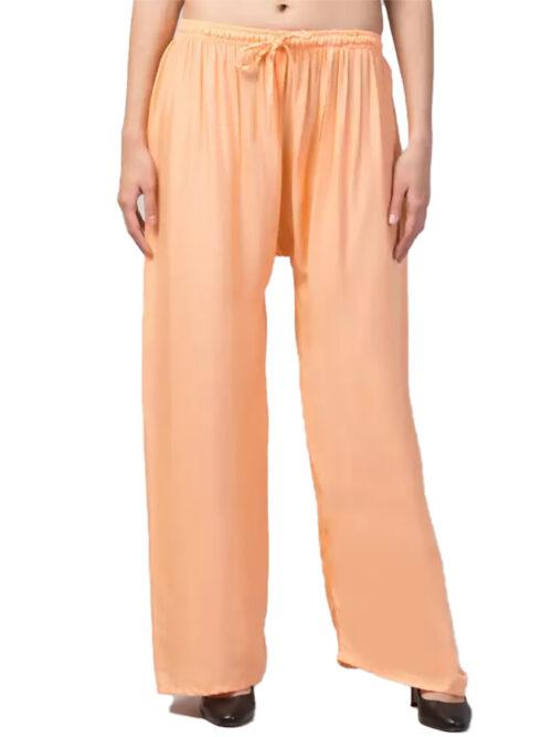 Generic Women’s Plus Size Relaxed Fit Viscose Rayon Palazzo Trousers (Orange)