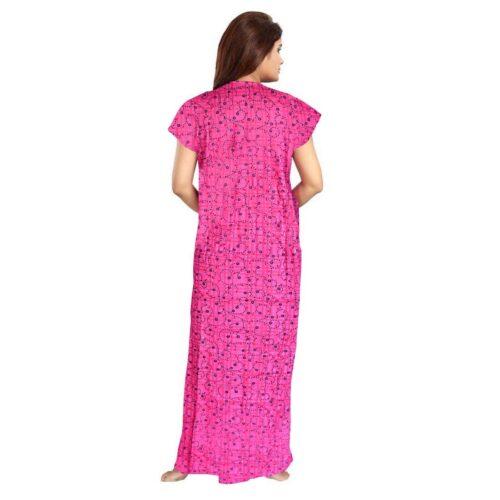 Generic Women’s Cotton Printed Maxi Nighty (Pink)