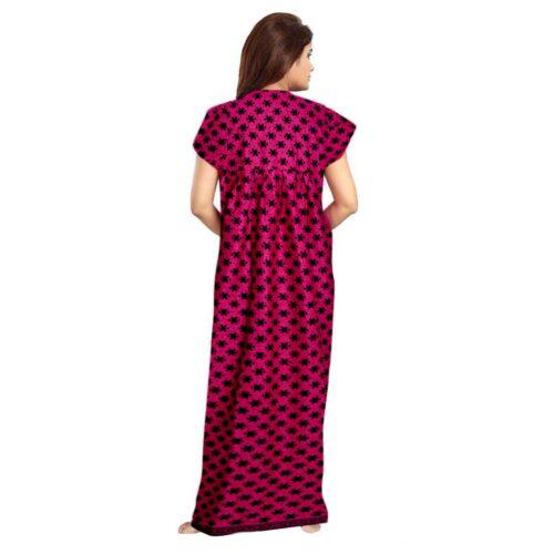 Generic Women’s Cotton Printed Maxi Nighty (Pink)