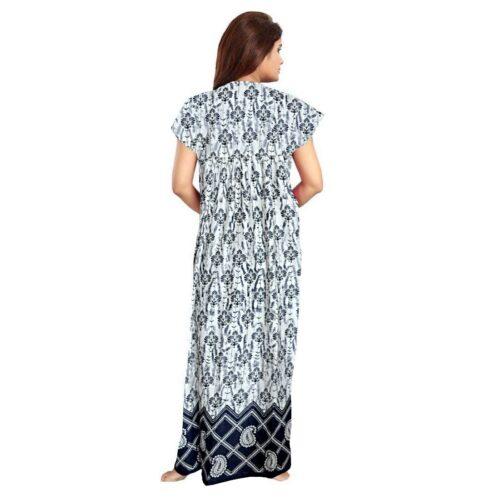 Generic Women’s Cotton Printed Maxi Nighty (Navy Blue)