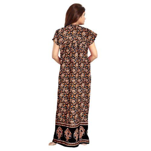 Generic Women’s Cotton Printed Maxi Nighty (Brown)