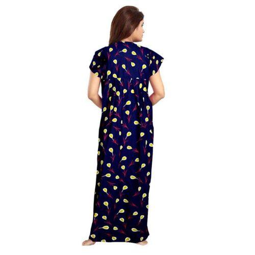 Generic Women’s Cotton Printed Maxi Nighty (Purple)