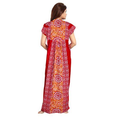 Generic Women’s Cotton Printed Maxi Nighty (Red)