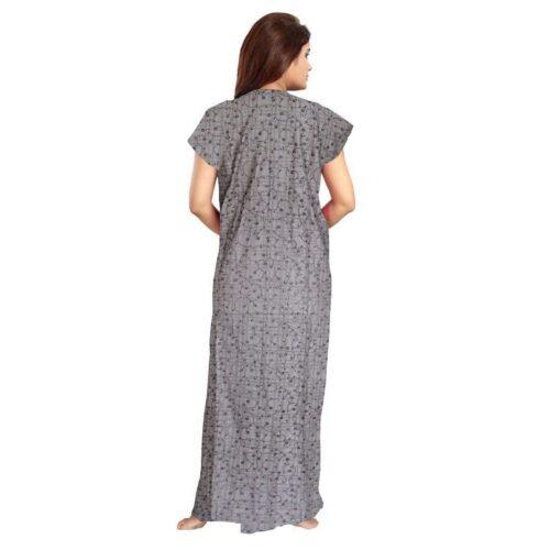 Generic Women’s Cotton Printed Maxi Nighty (Grey)