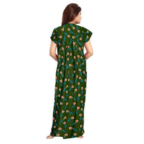 Generic Women’s Cotton Printed Maxi Nighty (Green)