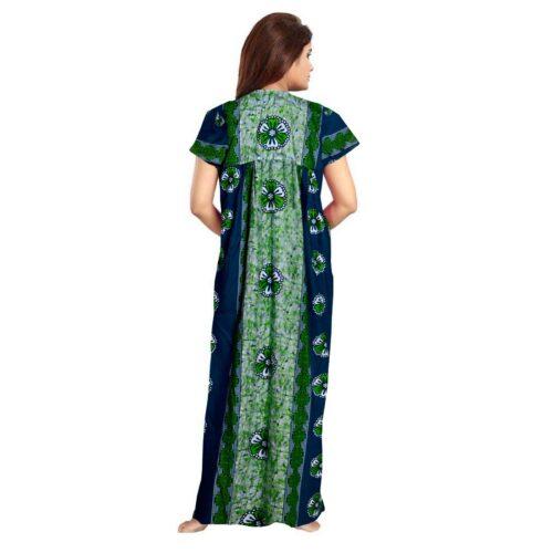 Generic Women’s Cotton Printed Maxi Nighty (Green)