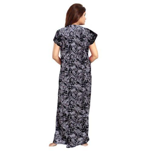 Generic Women’s Cotton Printed Maxi Nighty (Greay)