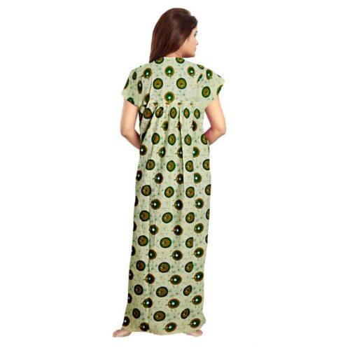 Generic Women’s Cotton Printed Maxi Nighty (Green)