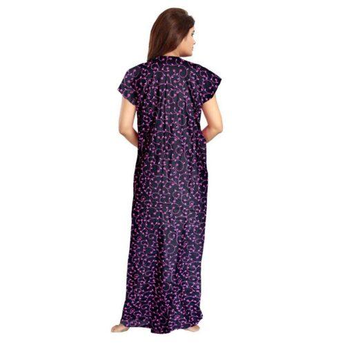 Generic Women’s Cotton Printed Maxi Nighty (Purple)