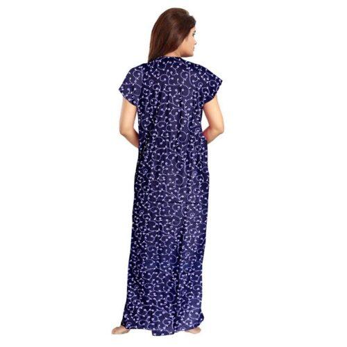 Generic Women’s Cotton Printed Maxi Nighty (Blue)