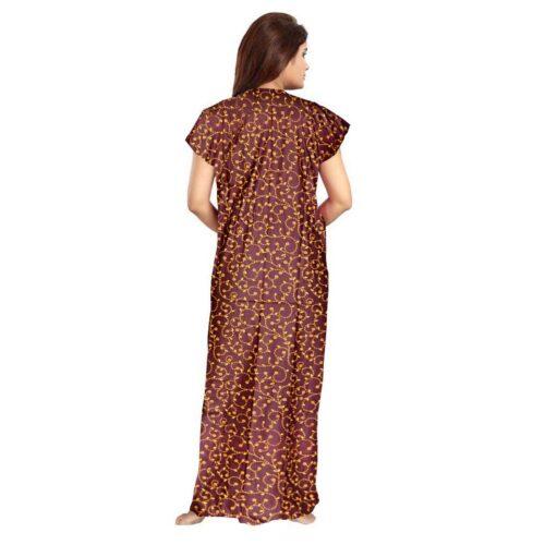 Generic Women’s Cotton Printed Maxi Nighty (Brown)