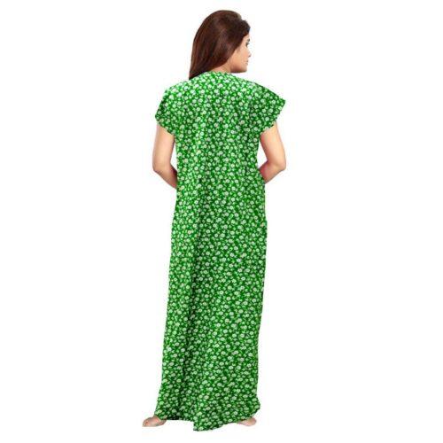 Generic Women’s Cotton Printed Maxi Nighty (Green)