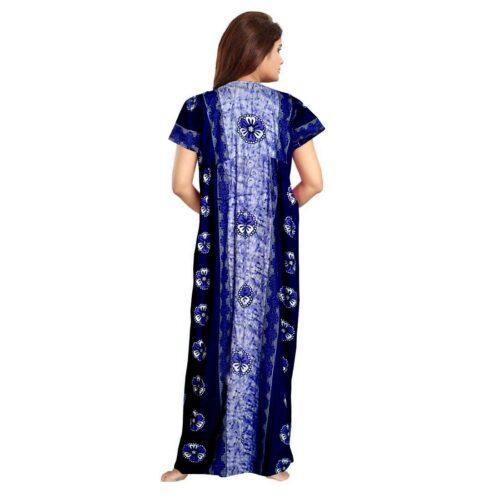 Generic Women’s Cotton Printed Maxi Nighty (Blue)