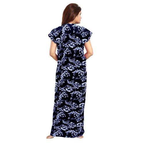 Generic Women’s Cotton Printed Maxi Nighty (Blue)