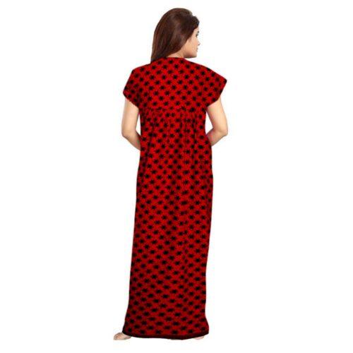 Generic Women’s Cotton Printed Maxi Nighty (Red)