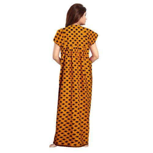 Generic Women’s Cotton Printed Maxi Nighty (Mustard)