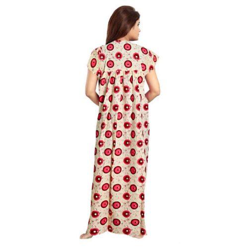 Generic Women’s Cotton Printed Maxi Nighty (Red)