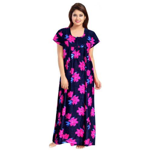 Generic Women’s Cotton Printed Maxi Nighty (Pink)