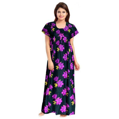 Generic Women’s Cotton Printed Maxi Nighty (Pink)